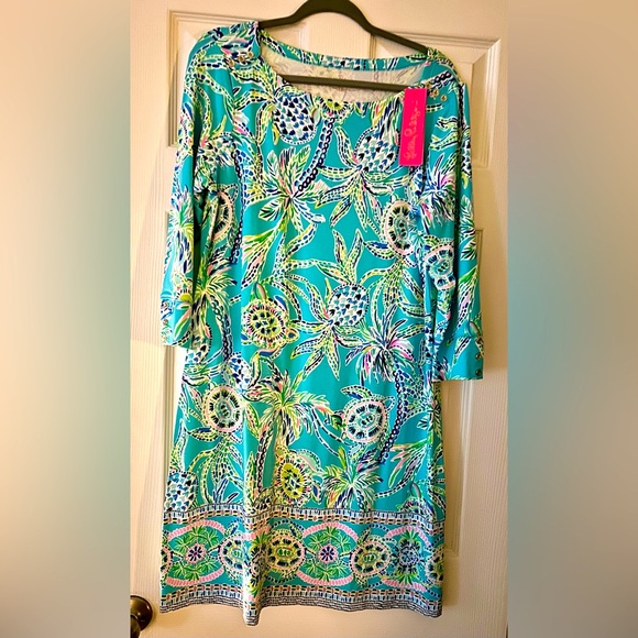 Lilly Pulitzer NWT Sophie Dress Bermuda Blue Turtle Szn $148 Size Xl - Picture 3 of 5